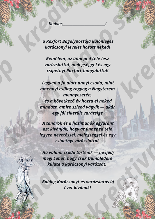 Harry Potter-es Karácsonyi Üdvözlőlap