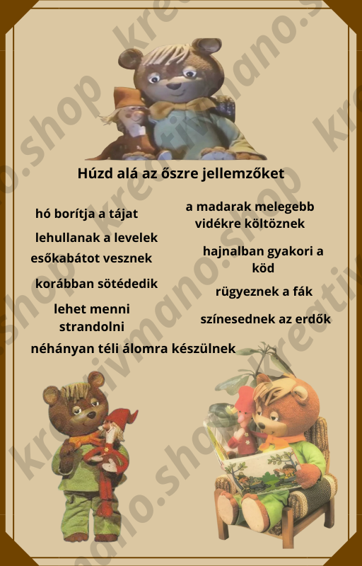 Retro, mesés és őszi témájú 60 oldalas foglalkoztató csomag gyerekeknek